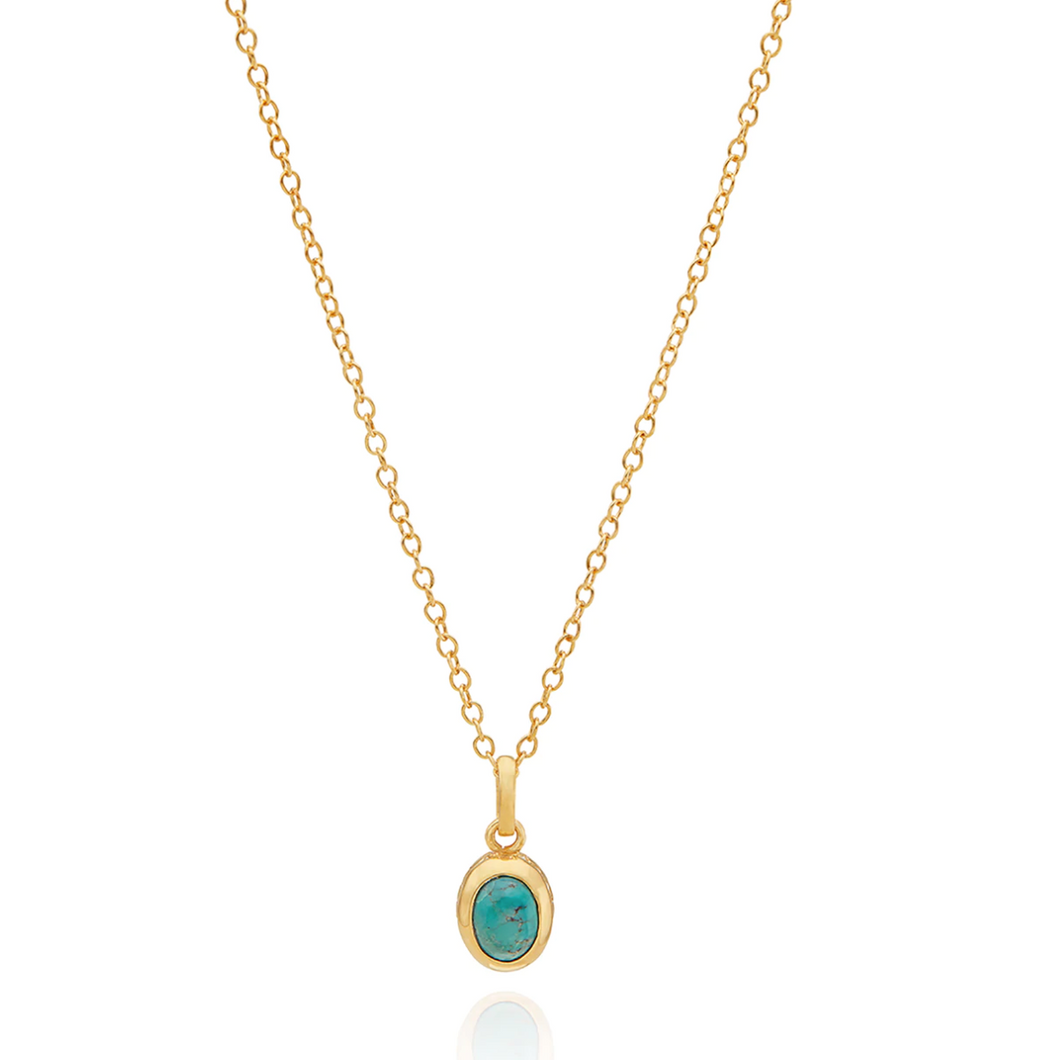 Small Turquoise Oval Pendant Necklace