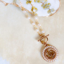 Load image into Gallery viewer, Pearl Link Chain with Classic Pearly Paved CC Charm