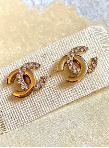 Gold and Crystal authentic CC earrings