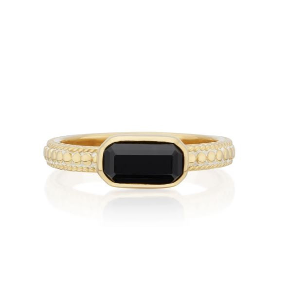 Small Black Onyx Rectangle Ring