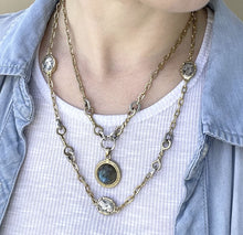 Load image into Gallery viewer, Two Tier Twisted Ring Labradorite Necklace
