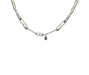 Two Tone Safety Pin Link Necklace