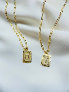Lucy Letter Plate Necklace: K