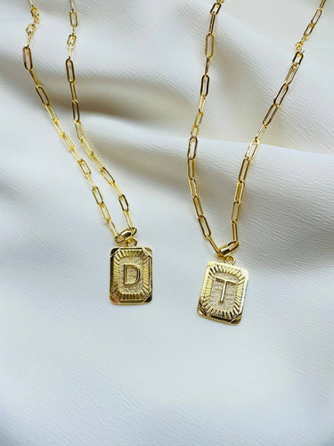 Lucy Letter Plate Necklace: A-Z