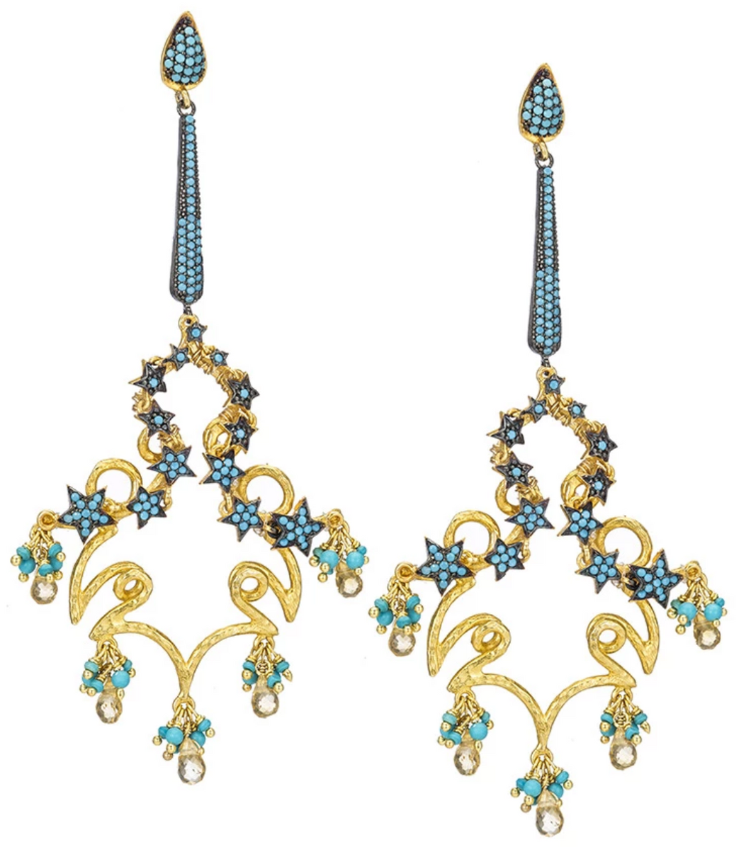 Celestial Turquoise Chandelier Earrings