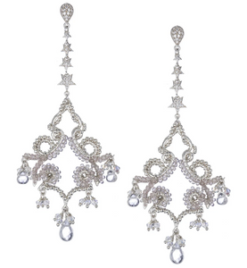 Florentine Moonstone and White Topaz Chandelier Earrings