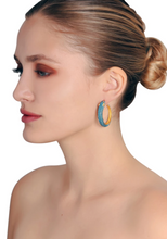 Load image into Gallery viewer, Turquoise Panther Hoop Earrings