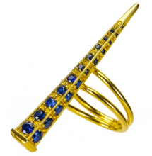 Load image into Gallery viewer, Sapphire CZ Dagger Ring