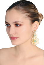 Load image into Gallery viewer, Vintage Turquoise Triple Flower Earrings
