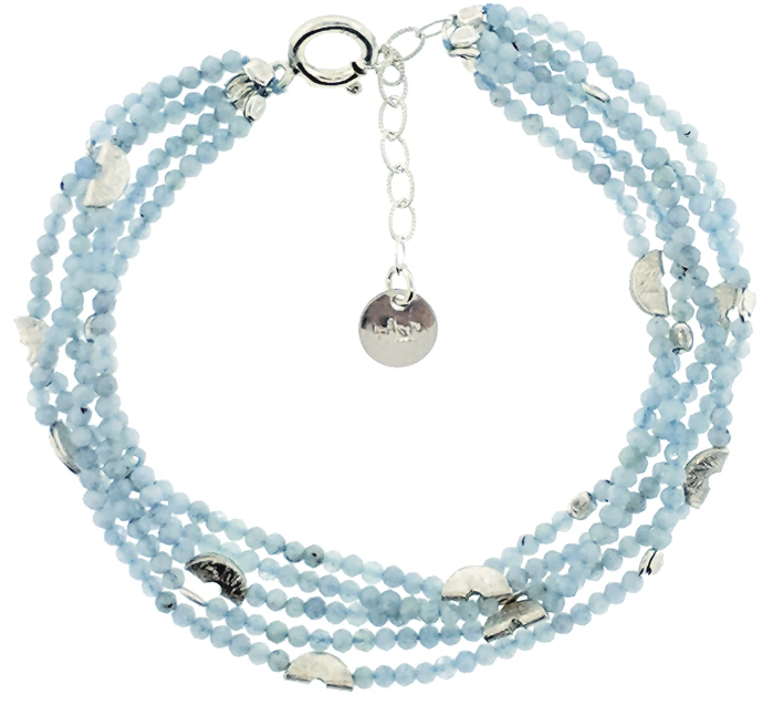 Half Moon Multi-Strand Bracelet in Aquamarine