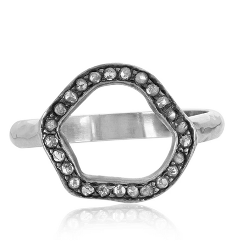 Halo Diamond Ring in Silver
