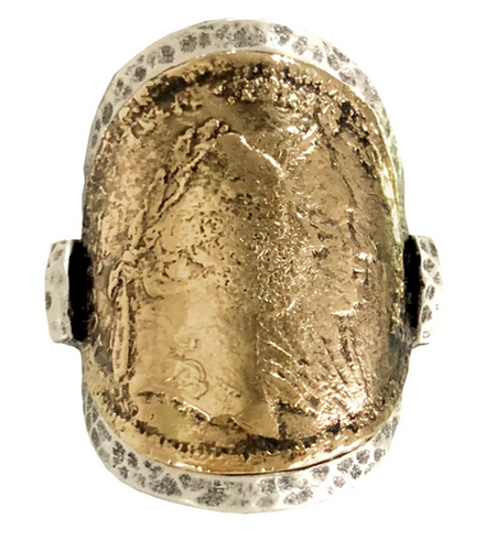 Vintage Silver Maria Theresa Curved Coin Ring