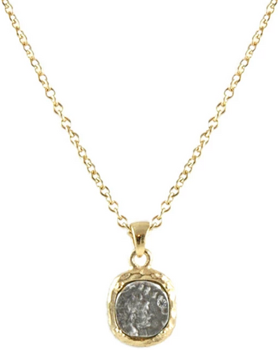 Gold Pavia Coin & Frame Necklace