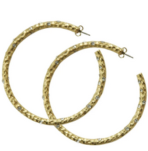 Load image into Gallery viewer, 2&quot; Gold Pavia Hoops with Crystals