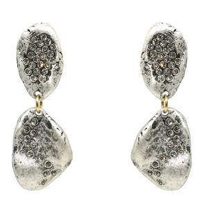 Silver Crystal Impression Earrings