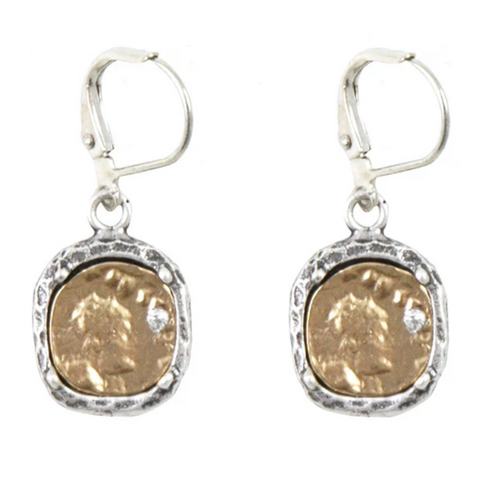 Silver Pavia Coin & Frame Dangle Earrings