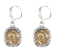Load image into Gallery viewer, Gold Pavia Coin &amp; Frame Dangle Earrings
