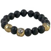 Load image into Gallery viewer, Gold Cera Faceted Labradorite Stretch Bracelet