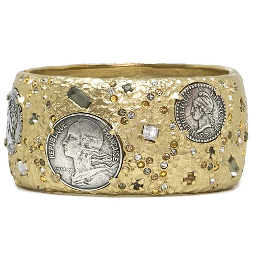 Gold Coin Thick Bangle