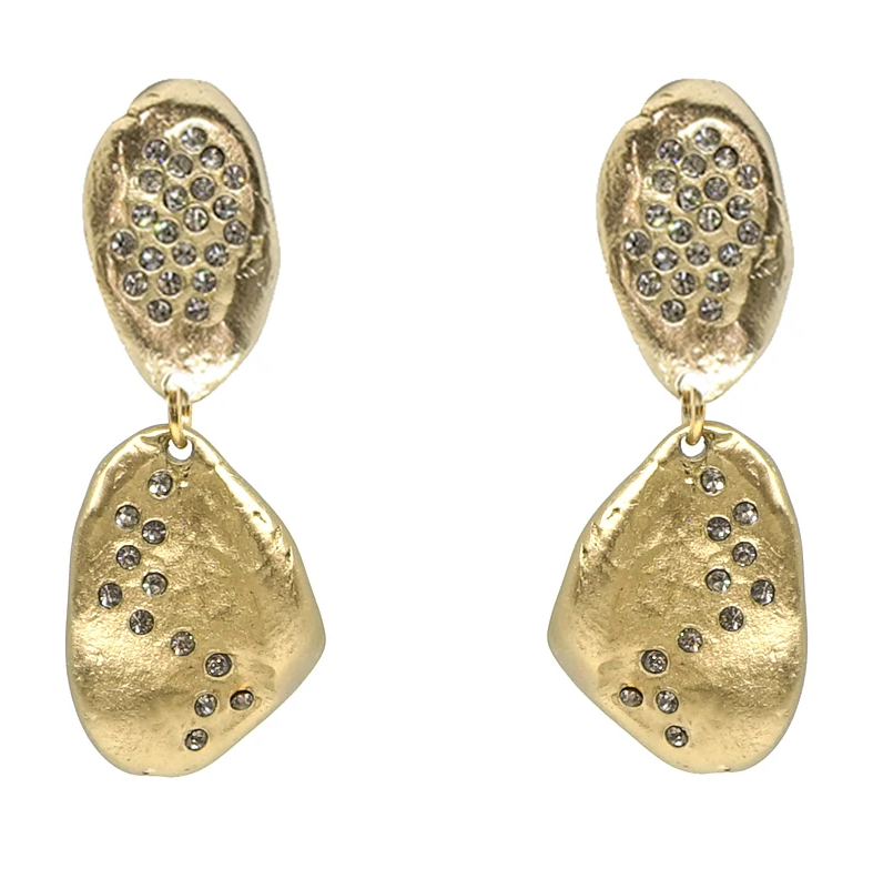 Gold Crystal Impression Earrings