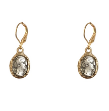 Load image into Gallery viewer, Gold Faustina Coin &amp; Frame Dangle Earrings
