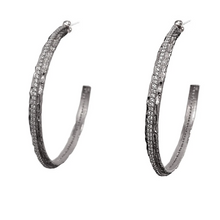 Load image into Gallery viewer, Silver Egy Crystal Thin Hoops