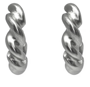 Silver Thick Twisted Hoops